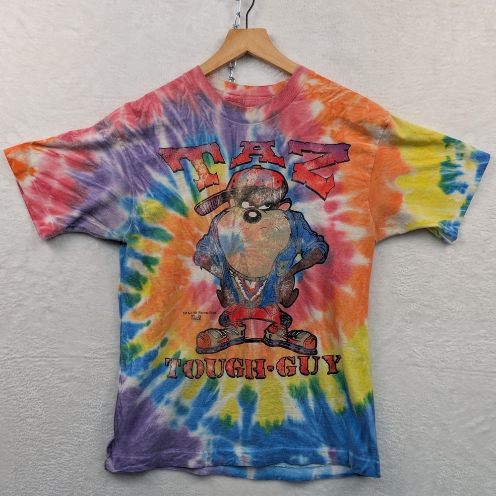 VTG Freeze Taz T-Shirt Men's Medium Tough Guy Tie Dye Warner Bros Made USA 90s